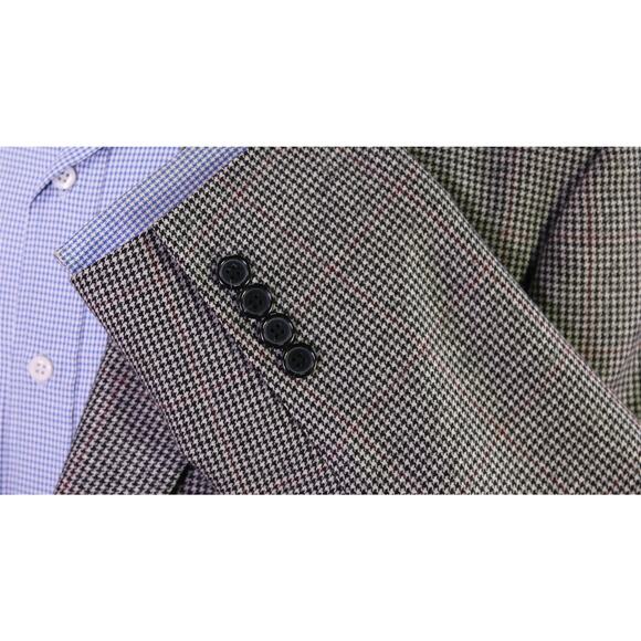 Brooks Brothers Gray Black Red Windowpane Wool Fleece Sportcoat Blazer 45R - Picture 6 of 10